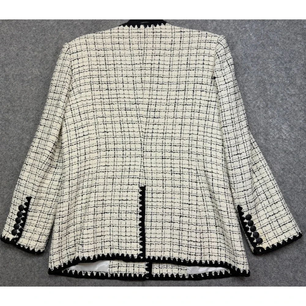 Veronica Beard Albie Dickey Two Tone Cotton Blend Bouclé Tweed Blazer Size 12 - Picture 3 of 12